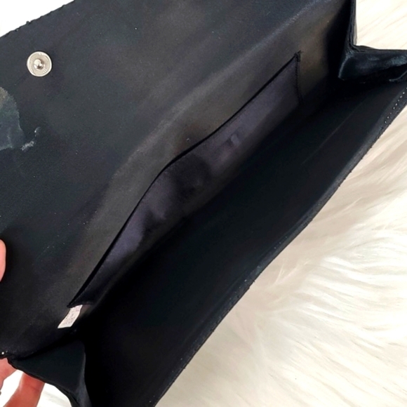 Vintage Full Sequin Beaded Black Flapper Style Clutch Wallet Gothic Hong Kong - Picture 7 of 14